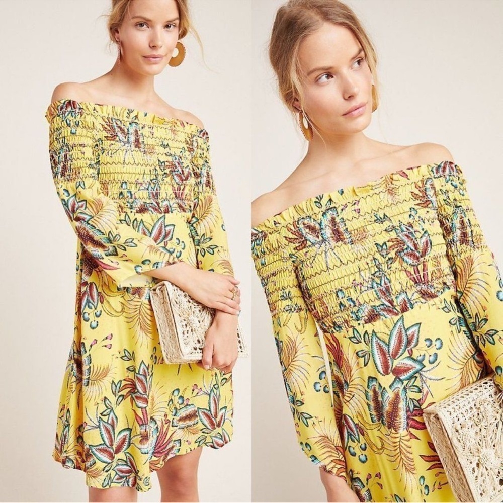 ANTHROPOLOGIE Farm Rio Bria Smocked Mini Dress